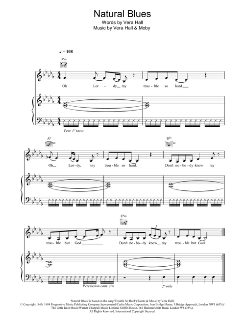 Natural Blues - Moby (Piano-Vocal-Guitar (Piano Accompaniment))