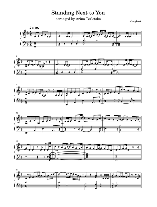 Standing Next To You (Arr. Arina Terletska) - Jung Kook (Piano Solo)