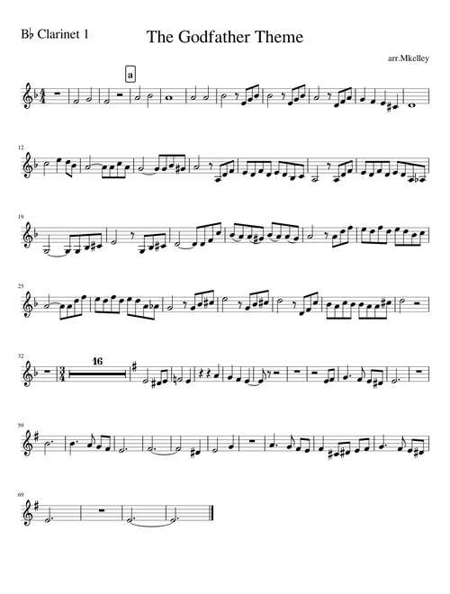 The Godfather Theme Bb Clarinet 1