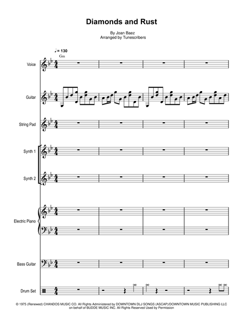 Diamonds and Rust (Arr. Tunescribers) - James Donovan, Jenn Wertz, John Buynak (Large Ensemble)