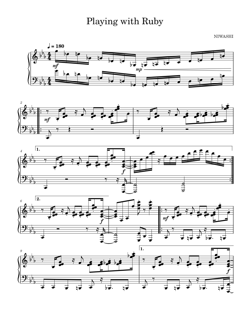 Playing With Ruby – NIWASHI Sheet Music for Piano (Solo) | MuseScore.com