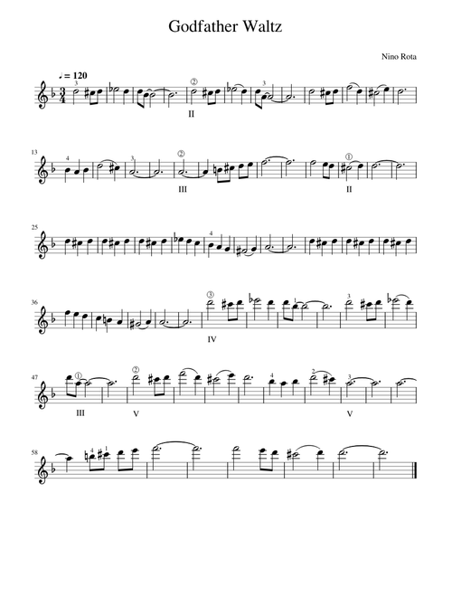 Godfather Waltz from Nino Rota for violin