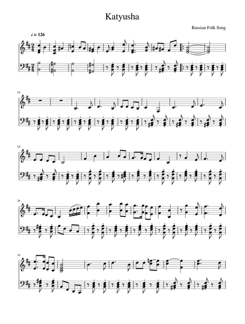 Katyusha - Solo Piano
