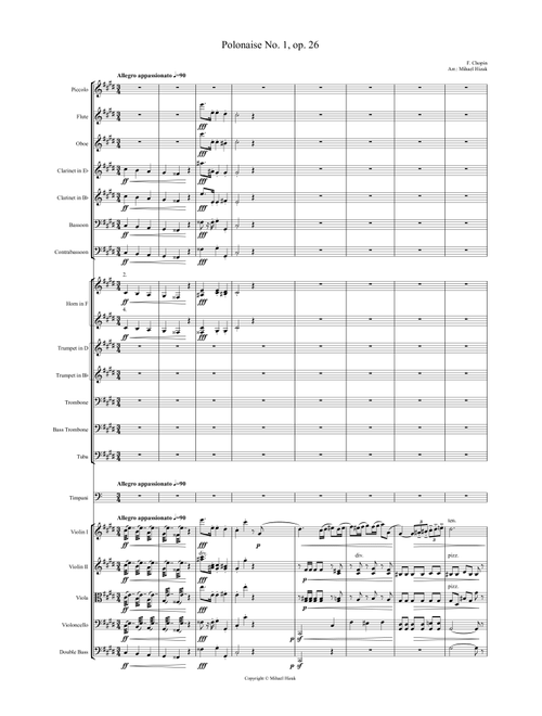 Polonaise no 1, op. 26 - Score Only (Arr. Mihael Hižak) - F. Chopin (Full Orchestra)