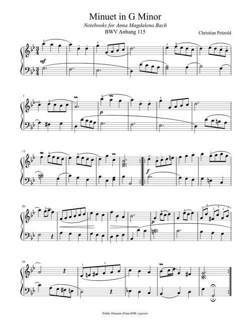 Bach: Minuet in G Minor (BWV Anh. 115)