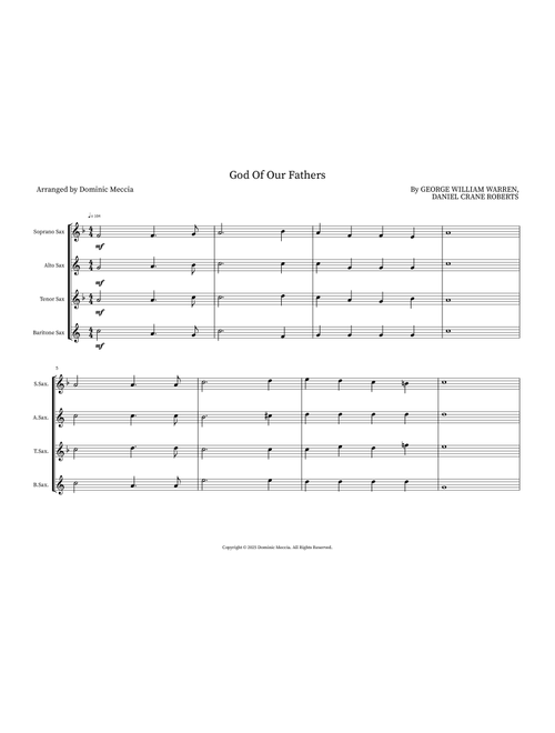 God Of Our Fathers (Arr. Dominic Meccia) - George William Warren (Small Ensemble)