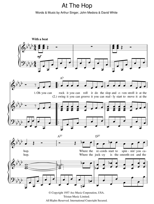 At The Hop - Danny & The Juniors (Piano-Vocal-Guitar (Piano Accompaniment))