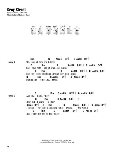Grey Street - Dave Matthews Band (Guitar Chords-Lyrics)