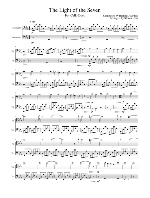The Light of the Seven for Cello Duet