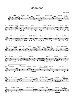 Madalena – Ivan Lins Sheet Music with Chords for Saxophone alto