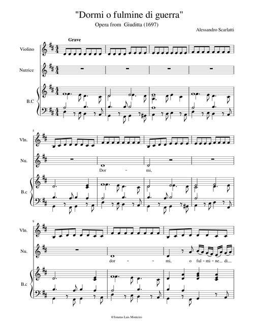 Dormi o fulmine di guerra di Alessandro scarlatti.