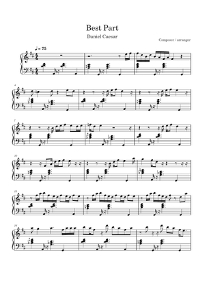 Best Part – Daniel Caesar (feat. H.E.R) / Jazz Piano Cover Sheet Music ...