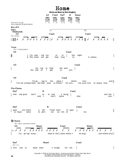 Home - Daughtry (Guitar Lead Sheet)