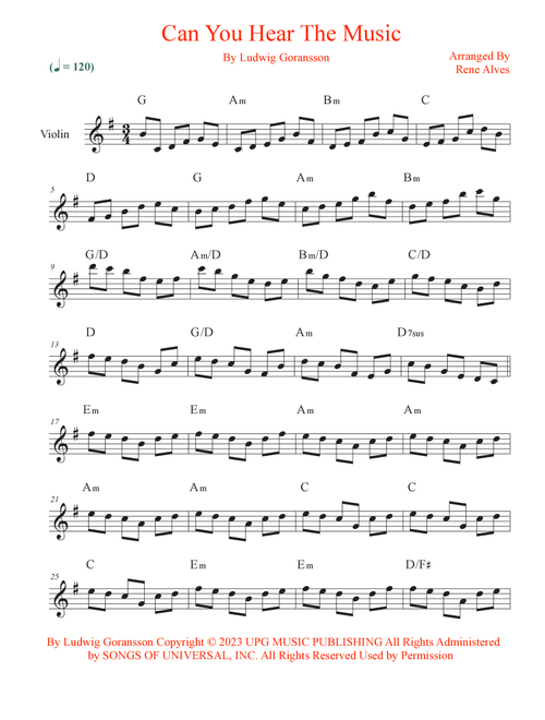 Can You Hear The Music (Arr. Rene Alves) - Ludwig Goransson (Violin Solo)