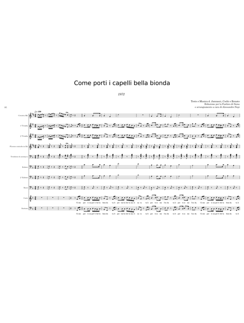 Come porti i capelli bella bionda - Cochi e Renato sheet music arranged by dandoepi