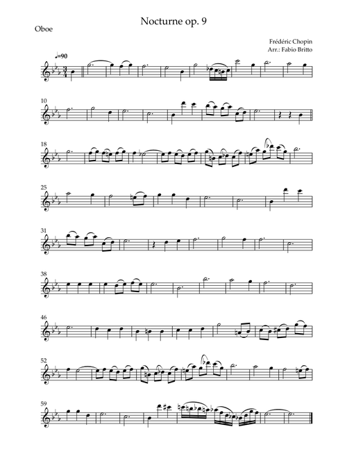 Nocturne Op.9 No. 2 (Frédéric Chopin) for Oboe Solo (Arr. Fabio Britto) (Oboe Solo)