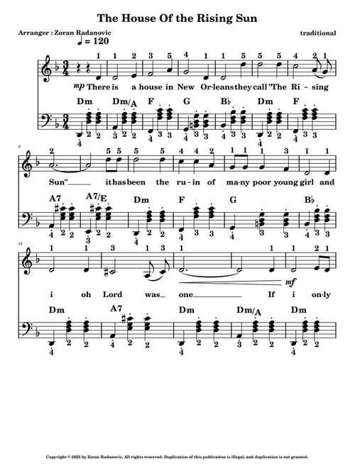 The House of the Rising Sun - for accordion (Arr. Zoran Radanovic (ARTISJUS)) - American Folk Song (Accordion)