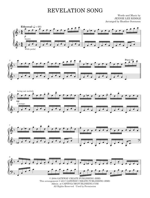 Revelation song - Jennie Lee Riddle (Piano Solo)