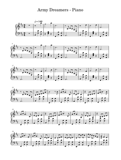 Army Dreamer – Kate Bush - Piano