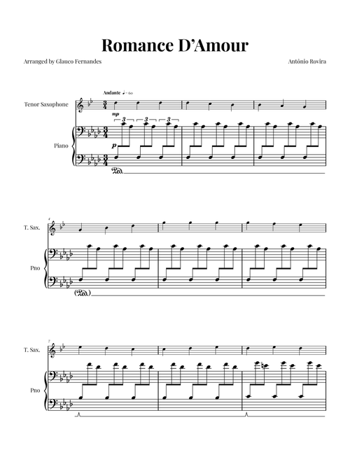 Spanish Romance (Romanza - Romance D'Amor) (Arr. Glauco Fernandes) - Traditional (Tenor Sax and Piano)