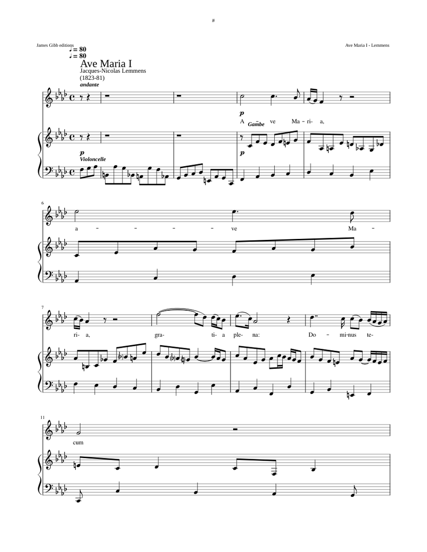 Ave Maria I - Jacques-Nicolas Lemmens Sheet music for Organ, Woodwinds ...