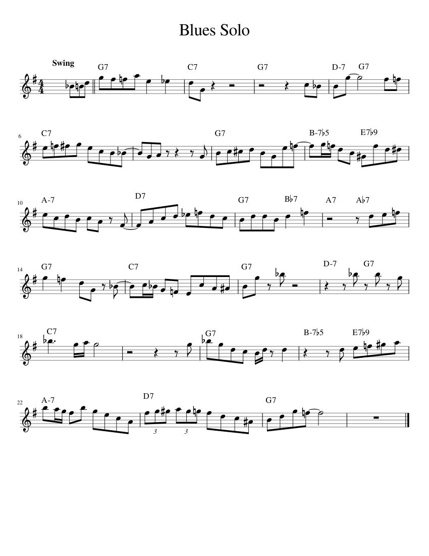 Blues Solo Sheet music for Piano (Solo) Easy | Musescore.com