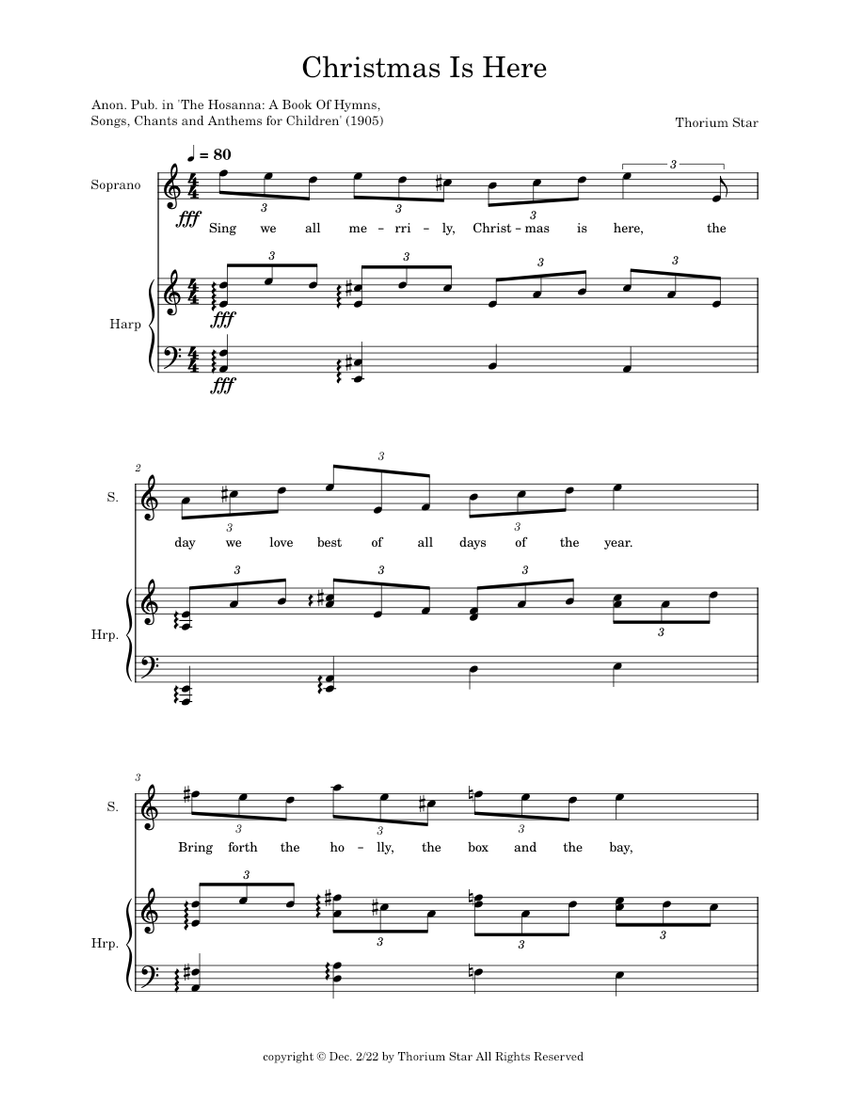 Christmas Is Here Sheet music for Soprano, Harp (Mixed Duet