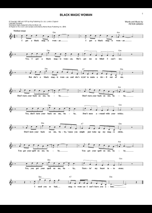 Black Magic Woman Sheet Music for Bass guitar (Solo) | MuseScore.com