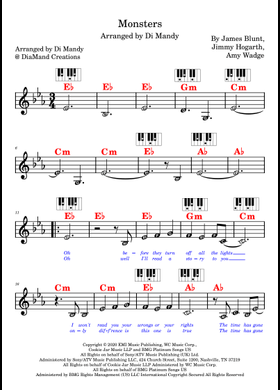 Free Monsters by James Blunt sheet music | Download PDF or print on  MuseScore.com