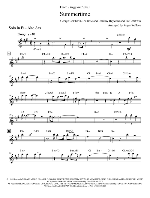Summertime (Arr. Roger Wallace) - Ira Gershwin, DuBose Heyward, Dorothy Heyward (Alto Sax and Piano)