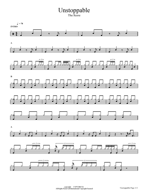 Unstoppable (Arr. COPYDRUM) - The Score (Drums)