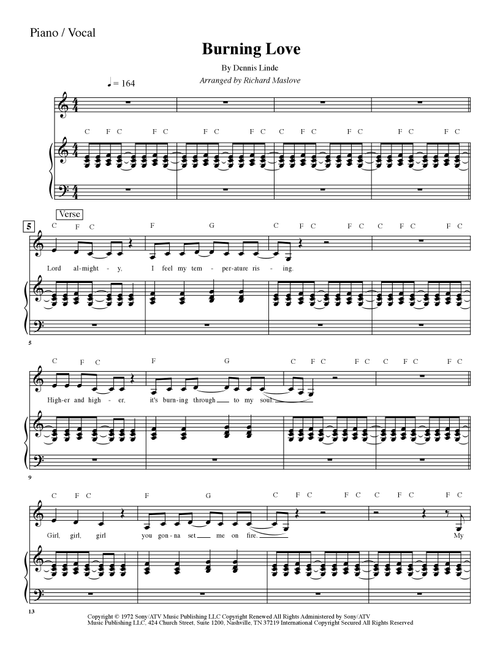Burning Love (Arr. Richard Maslove) - Elvis Presley (Large Ensemble)