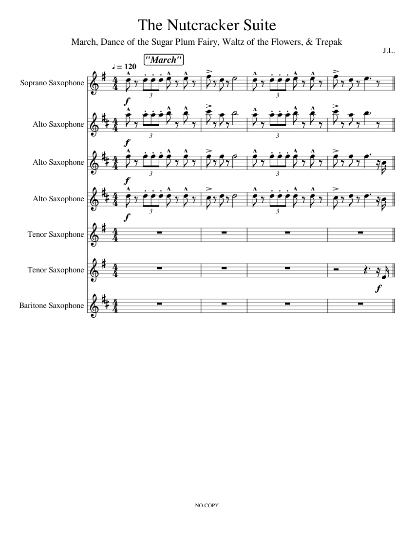 The Nutcracker Suite for Saxophone Ensemble Sheet music for Saxophone alto, Saxophone tenor
