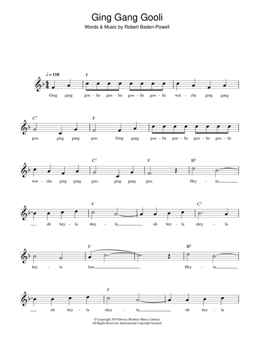 Ging Gang Gooli - Robert Baden-Powell (Lead Sheet - Fake Book)