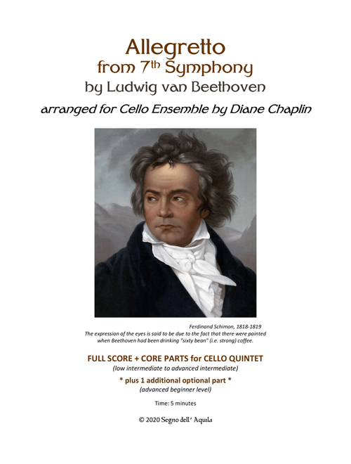 Allegretto from 7th Symphony for Cello Quintet or Sextet (Arr. Diane Chaplin) - Ludwig van Beethoven (String Ensemble)