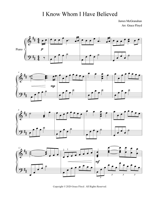 I Know Whom I Have Believed (Arr. Grace Floyd) - James McGranahan (Piano Solo)