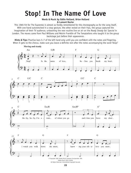 Stop! In The Name Of Love - The Supremes (Really Easy Piano)