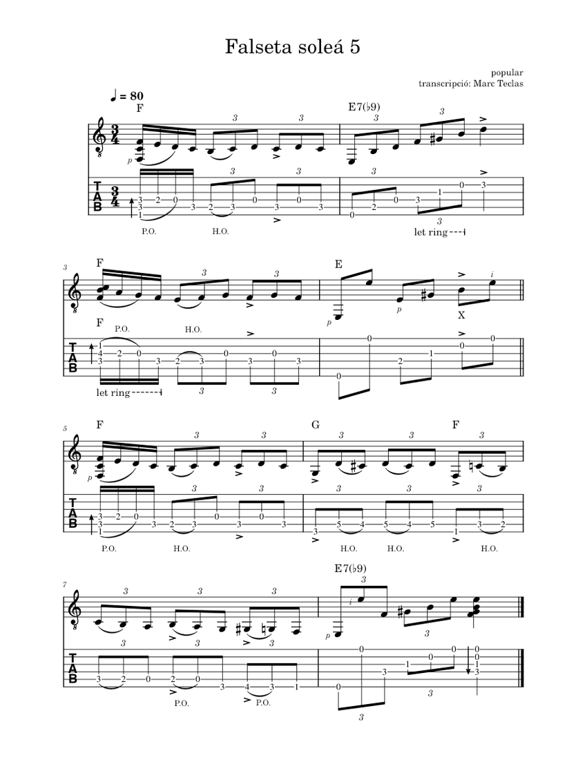 Falseta soleá 5 Unkown Sheet music for Bouzouki (Solo)