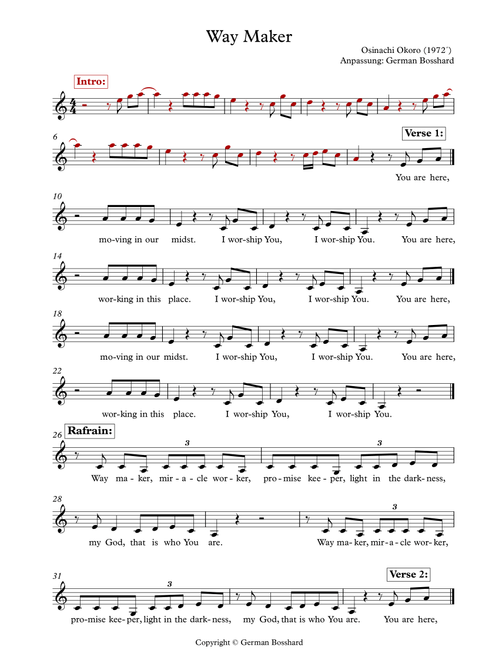 Way Maker (Arr. German Bosshard) - Kyle Lee, Leeland Mooring, Jack Mooring (Choral, Unison)