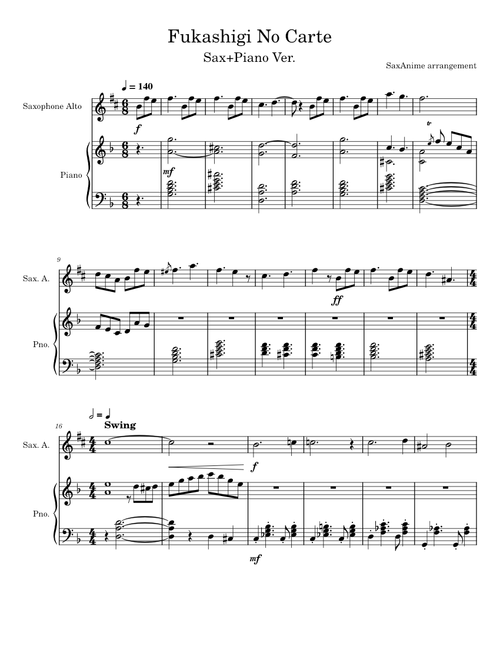 Fukashigi No Carte Sax/Piano - Rascal does not dream of bunny girl senpai ED