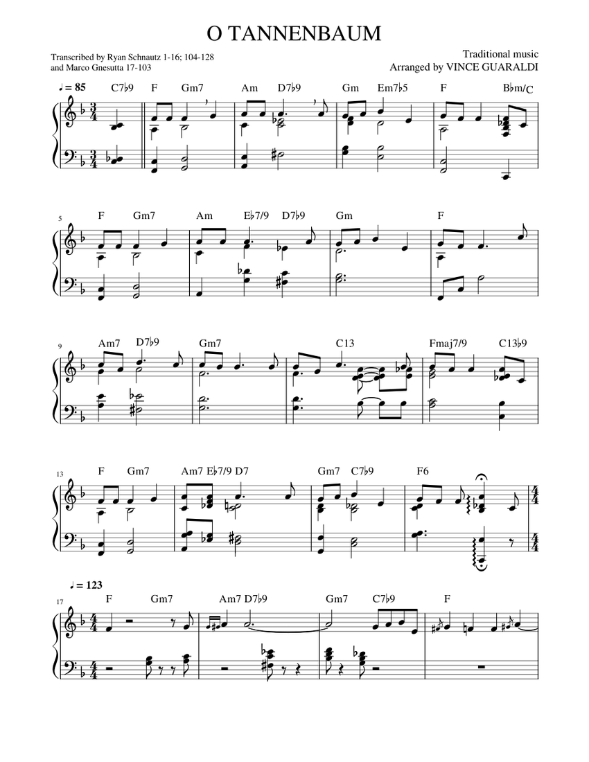 O tannenbaum Guaraldi Sheet music for Piano (Solo)