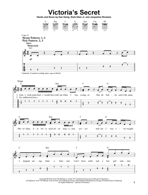 Victoria's Secret - Jax (Easy Guitar with TAB)