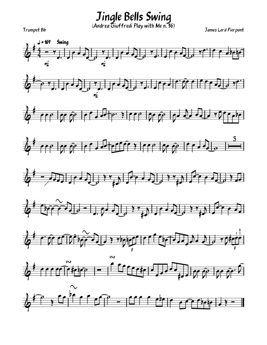 アート・デザイン・音楽 ALL HIT Bb MELODIES FOR TRUMPET....... Jingle bells swing Sheet Music for Trumpet in b-flat (Solo