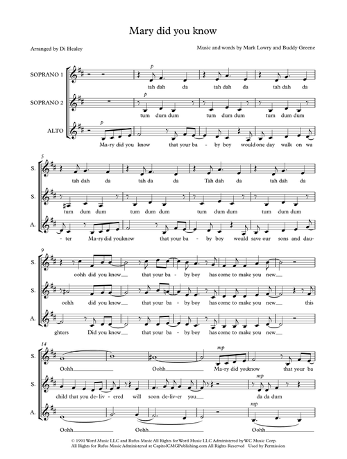 Mary, Did You Know? (Arr. Di Healey) - Pentatonix (Choral, SSA)