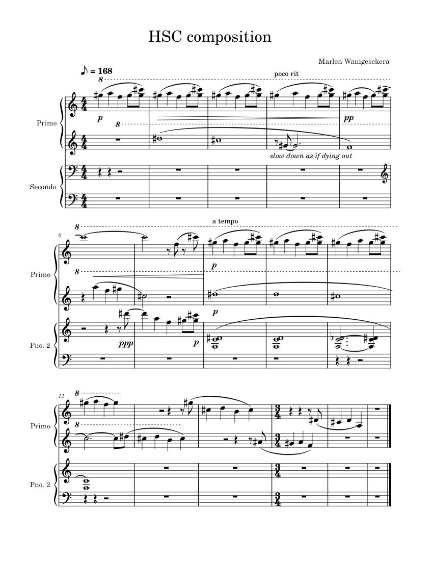 HSC composition Sheet Music for Piano (Piano Duo) | MuseScore.com