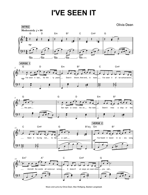 I've Seen It - Olivia Dean (Piano)
