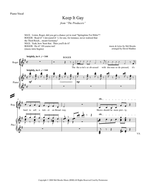 Keep It Gay (Arr. David Maddux) - Mel Brooks (Choral, TTBB)
