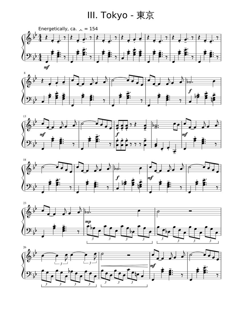 III. Tokyo - 東京 Sheet Music for Piano (Solo) | MuseScore.com