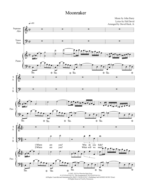 Moonraker (Arr. David Heck, Jr.) - Shirley Bassey (Choral, SATB)