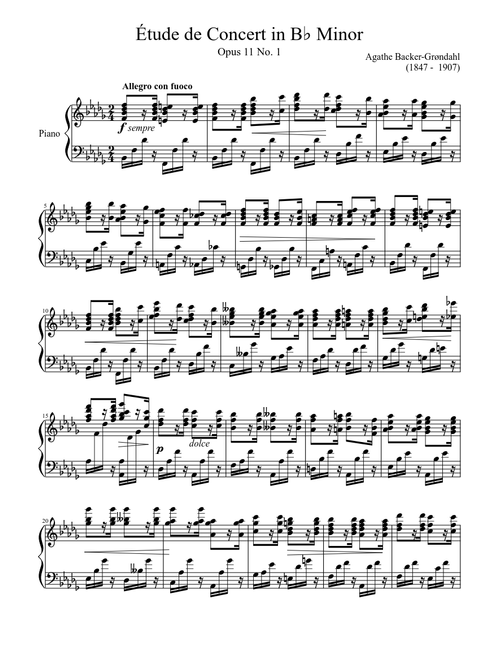 Étude de Concert Opus 11 No. 1 in B♭ Minor